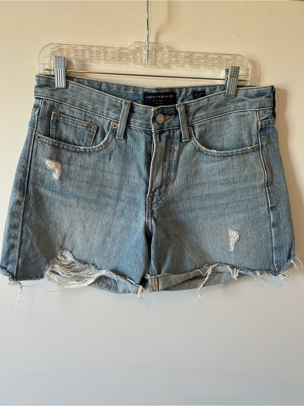 Lucky Brand Light Wash Distressed Denim Cutoff Shorts
